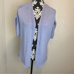 J. Jill Short Sleeve Knitted Open Front Cotton Cardigan